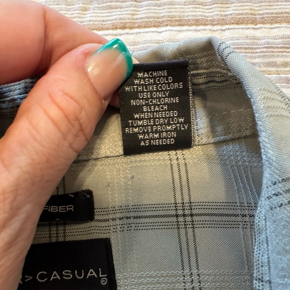 R&R Casual Shirt Mens 2XL Green Plaid Button Up Short Sleeve Luxury Microfiber - Picture 10 of 10